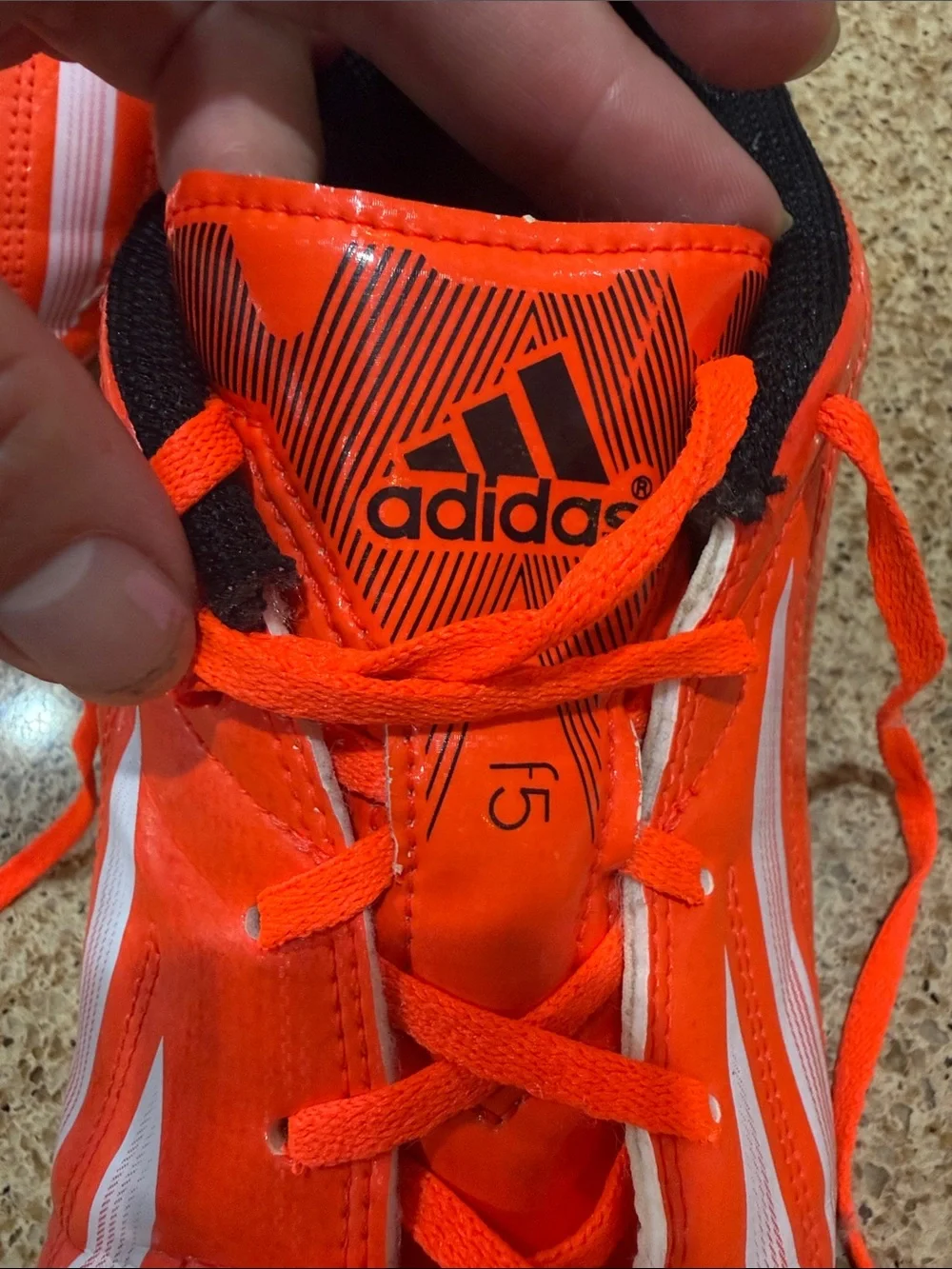 adidas Bright Orange Indoor Athletic Shoes with White Stripes